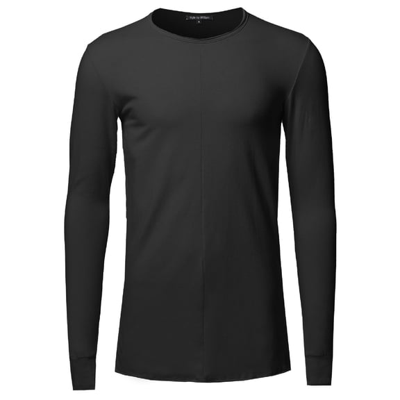 FashionOutfit Men's Solid Urban Vintage Style Long Sleeve Crew Neck T-Shirt