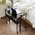 thumbnail image 1 of EastVita 28 Inch Folding Desk with Storage Shelf,Iron Frame,on Wheels,Easy Assembly,Foldable Computer Table for Home Office,Black, 1 of 9