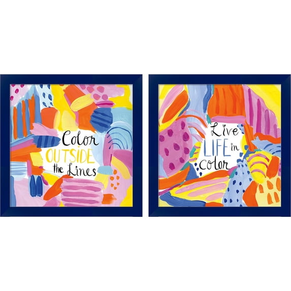 Great Art Now Abstract Affirmations by Farida Zaman, 2 Piece Framed Art Set Each 14"W x 14"H