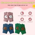 thumbnail image 3 of Children's magic elastic gloves, warm five-finger bear baby gloves for boys and girls-Pink + Green + blue, 3 of 5
