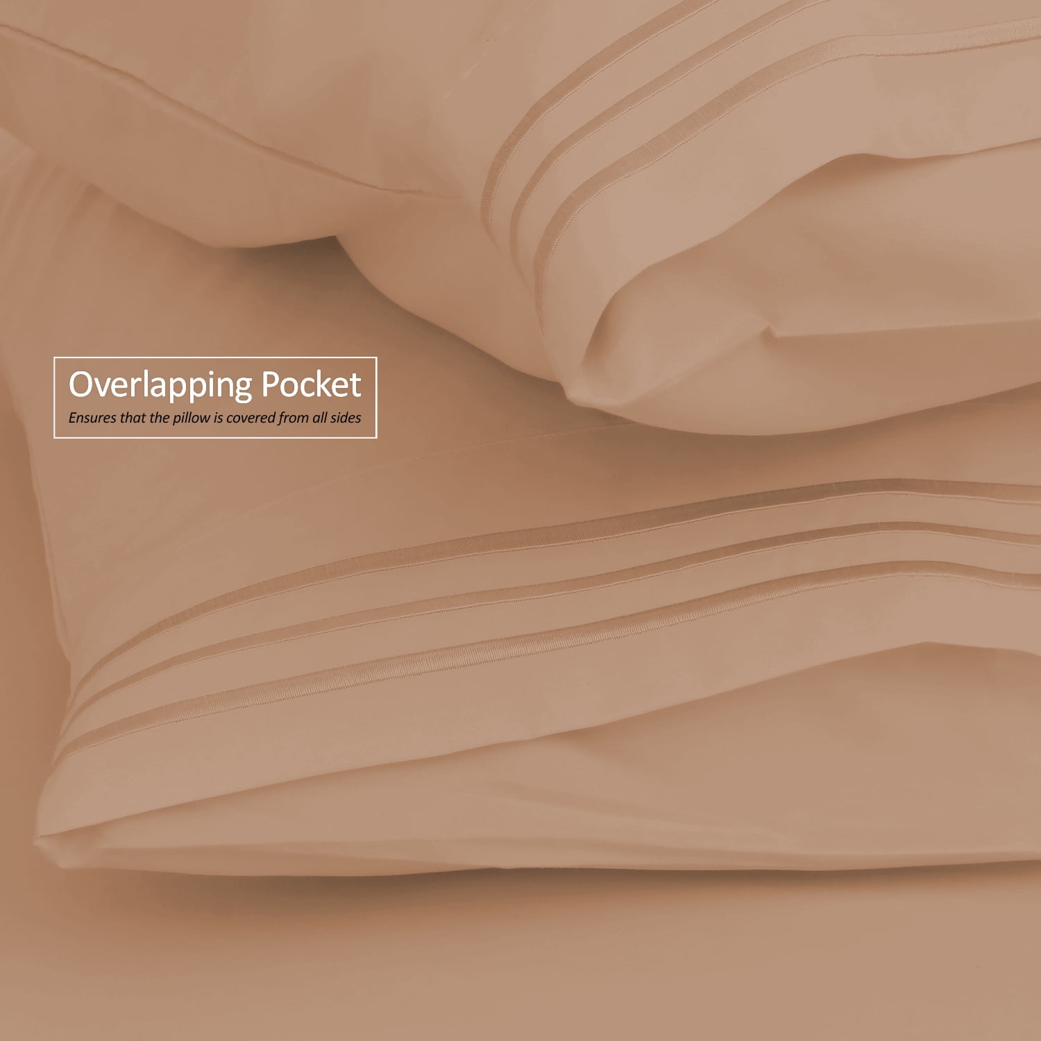 Clara Clark Premier 1800 Microfiber Collection 3-Line Bed Sheet Set, Cal King Size, Mocha Brown