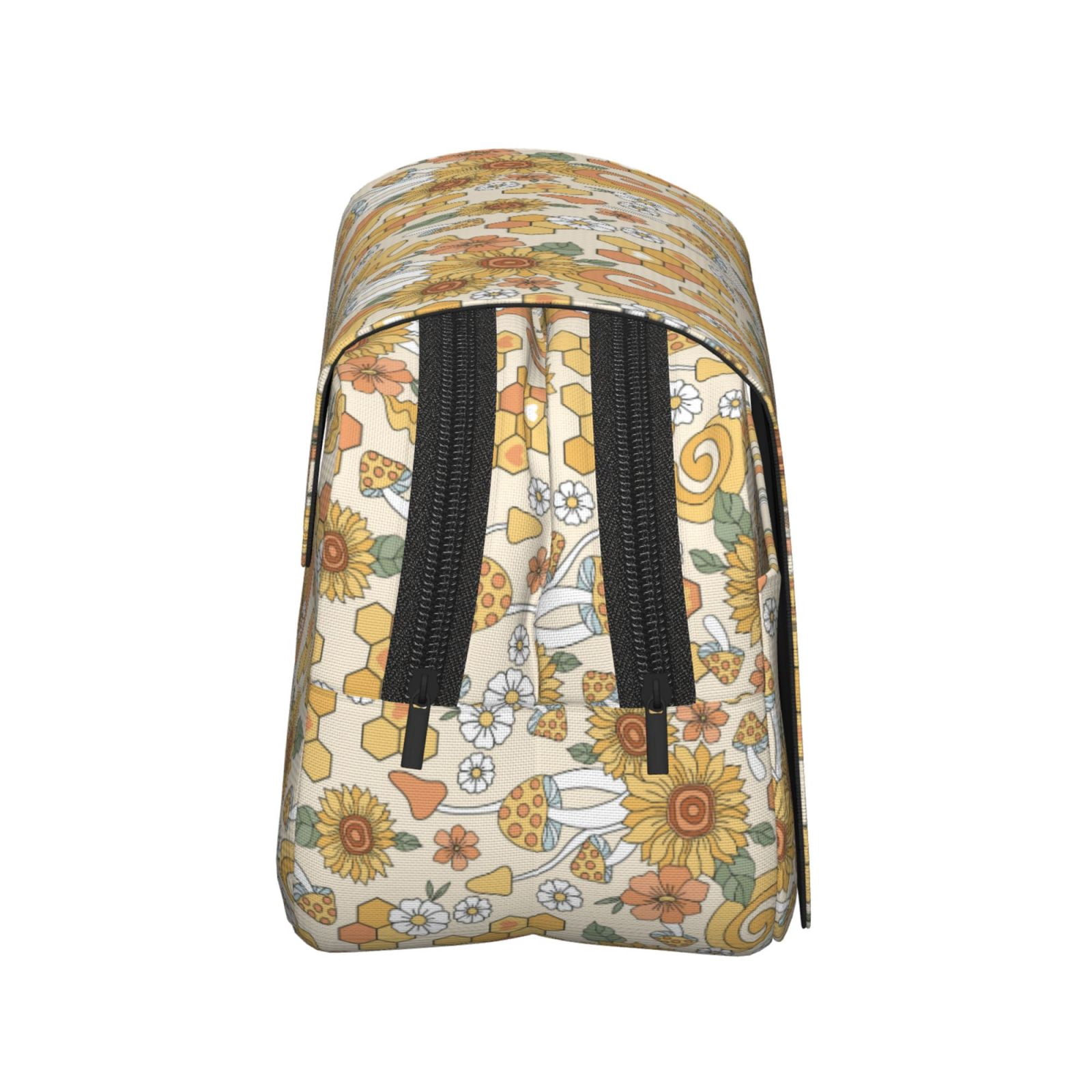 Rateoe Retro 70s 60s Flower Pattern Double Clamshell Pen Case, Storage Organizer with Two Zipper Compartments– Holds Up to 50 Pencils & Pens