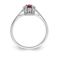 thumbnail image 2 of 14K White Gold Ring Band Gemstone Ruby Oval Red Diamond Round, Size 5, 2 of 3