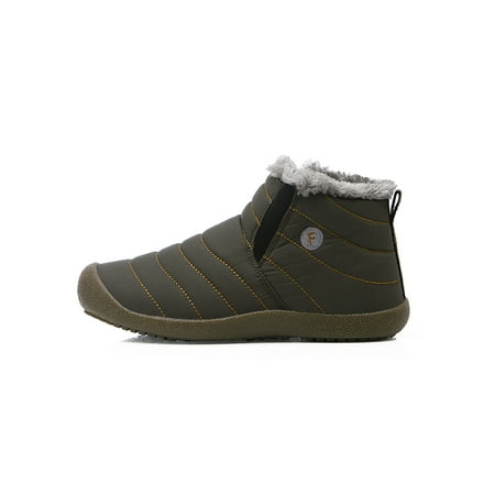 

Lumento Unisex Winter Boot Slip On Warm Booties Faux Snow Boots Breathable Casual Shoes Cold Weather Lightweight Plush Lined Khaki 8 Women/7 Men