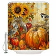 thumbnail image 2 of Fall Pumpkins Waterproof Fabric Shower Curtain, Sunflowers Birds Thanksgiving Oil Painting Shower Curtain for Bathroom Curtains Bathtubs Hotel Washable Shower Curtains with 12 Hooks Extra Long 72x84, 2 of 6