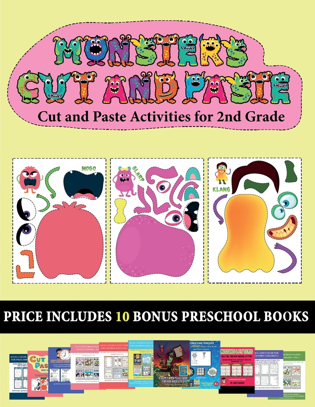 Cut and Paste Activities for 2nd Grade: Cut and Paste Activities for 2nd Grade (20 full-color kindergarten cut and paste activity sheets - Monsters) : ...