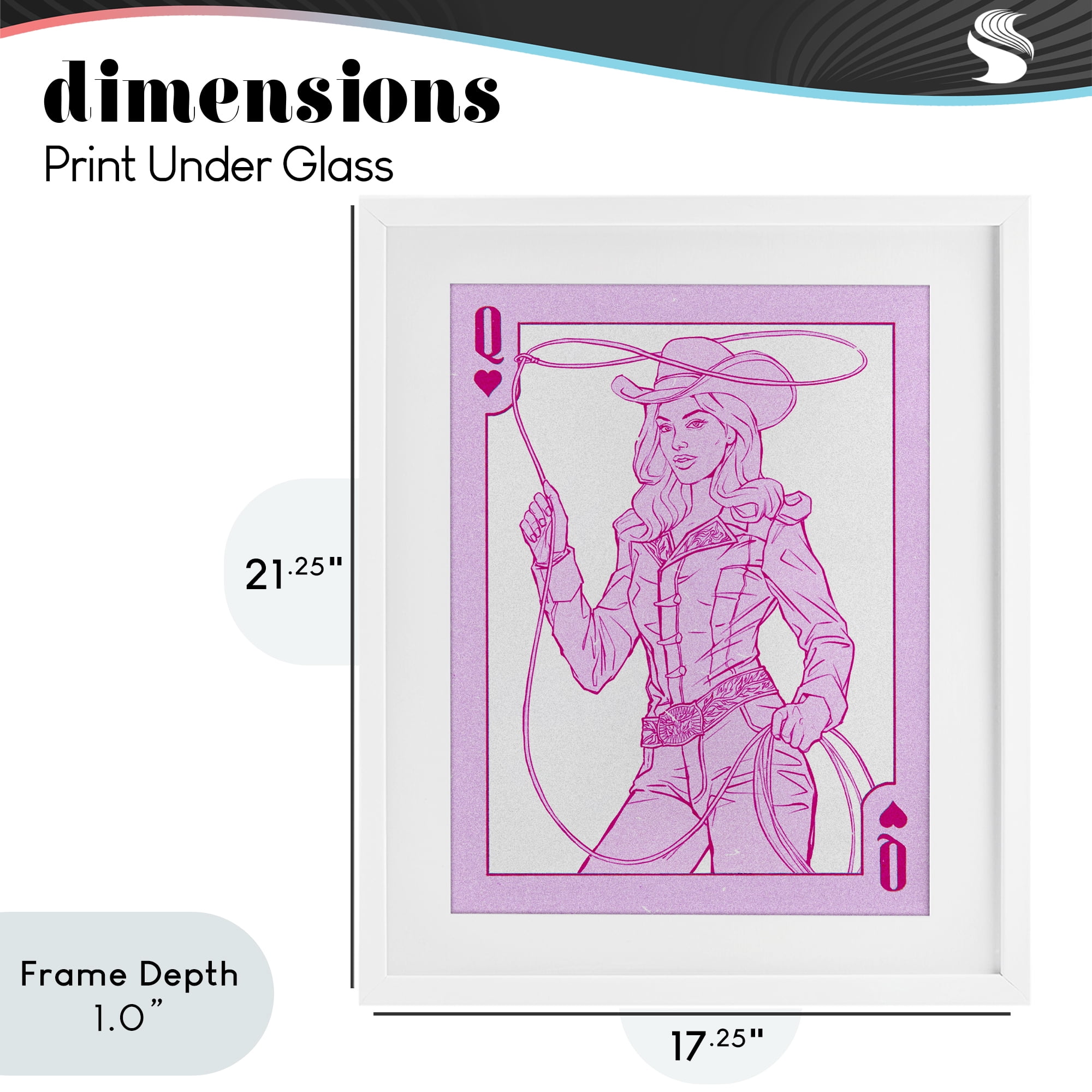 Stupell Industries Cowgirl Queen of Hearts White Framed Print Under Glass, design by Ziwei Li
