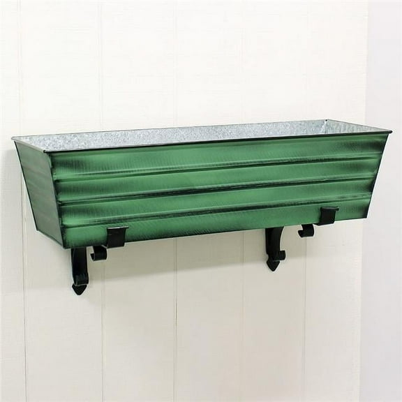 2 x 6 Railings Flower Box with Brackets, Green - Large
