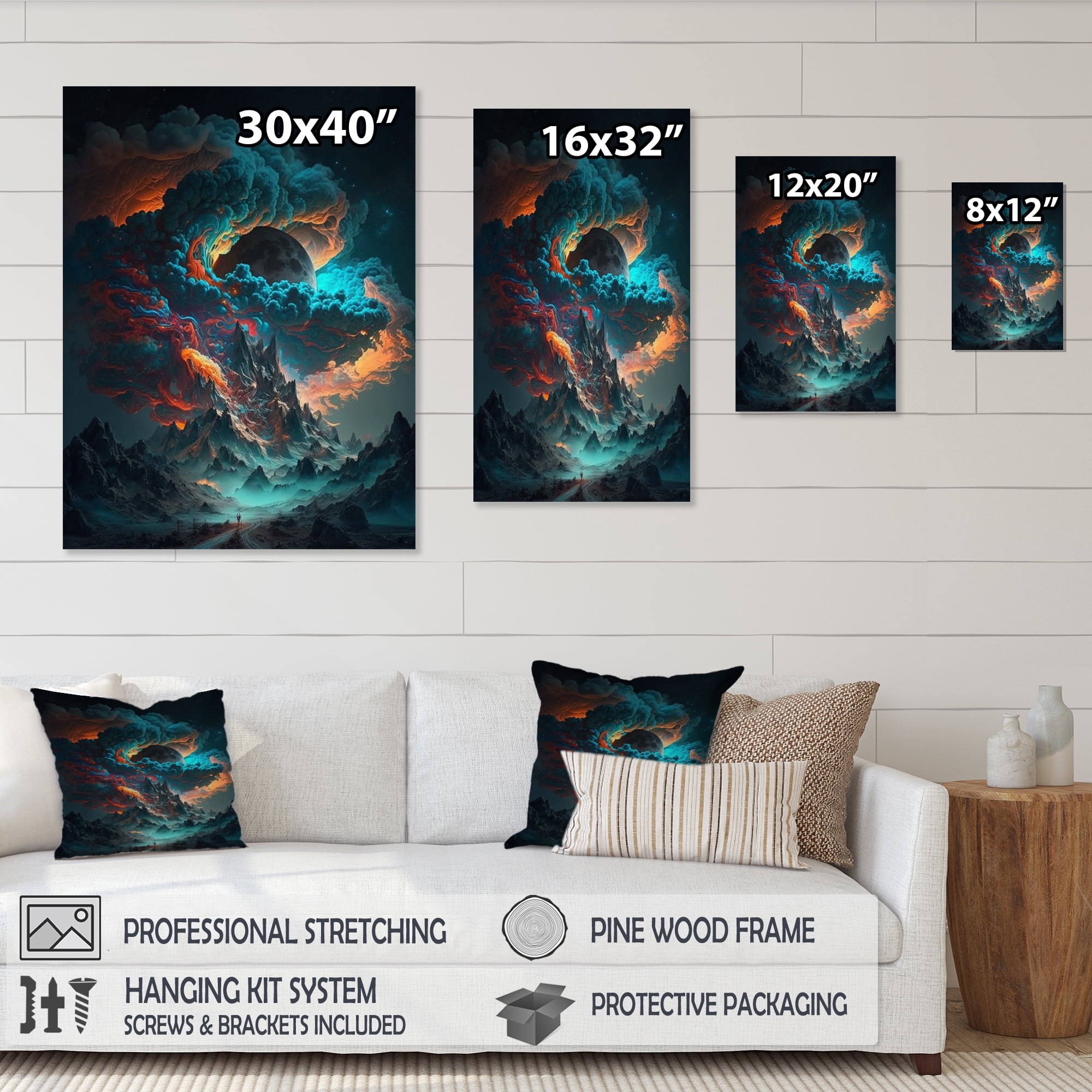 Designart Futuristic Landscape Galaxy II Canvas Wall Art