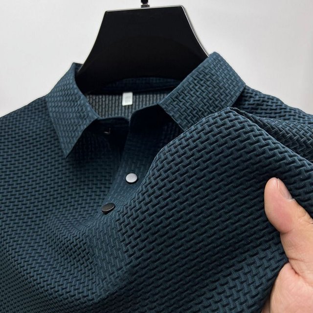 Camiseta de manga corta para hombre, POLO fresco y transpirable, Top informal de negocios que absorbe el sudor, novedad de verano