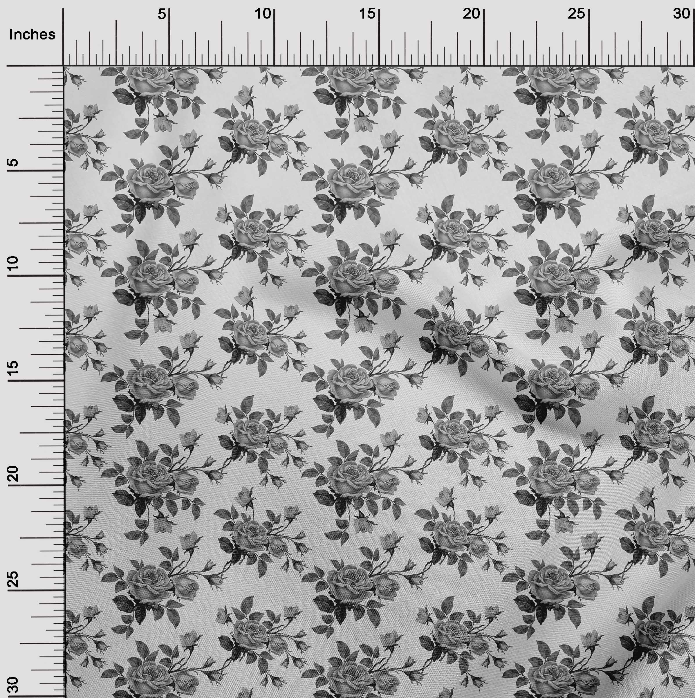 oneOone Silk Tabby Gray Fabric Floral Quilting Supplies Print Sewing Fabric By The Yard 42 Inch Wide