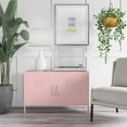 thumbnail image 2 of Novogratz Cache 2 Door Wide Metal Locker Accent Storage Cabinet, Bashful Pink, 2 of 11