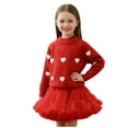 thumbnail image 2 of hengsof Girls Lovely Two Piece Set, Long Sleeve Knit Pullover with Heart Design and Flared Tulle Party Skirt for Little Girls Ages 1 to 8 Years, 2 of 7