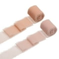 thumbnail image 1 of Uxcell 2 rollos de cinta de gasa, cinta de flecos hecha a mano de 1.5 pulgadas x 5 yardas para envolver ramos de flores, decoración de bodas, manualidades de bricolaje para novias Rosa/Rosa crema, 1 of 5