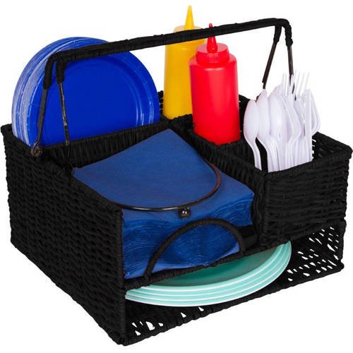 Trademark Innovations Rattan Tabletop Serveware and Condiment Organizer