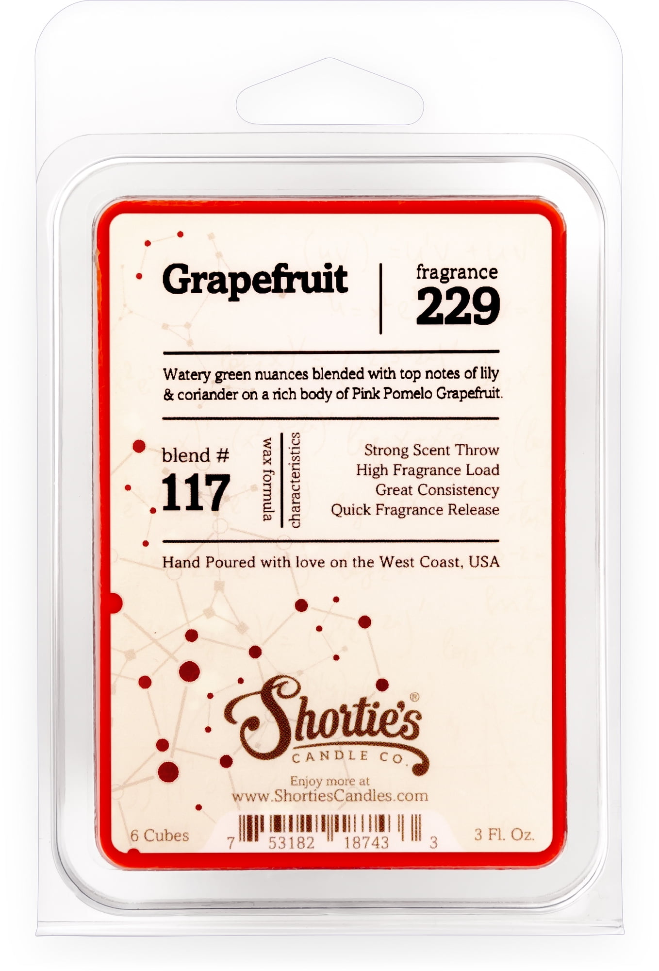 Grapefruit Wax Melts - Highly Scented + Essential & Natural Oils - Shortie's Candle Company
