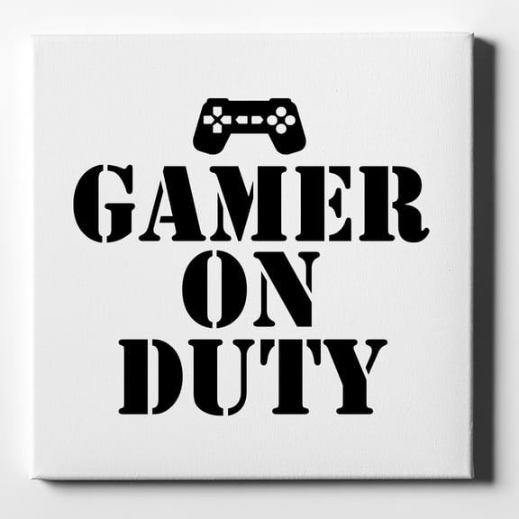 Gamer on Duty Video Games - 10" x 10" - Decorative Canvas Wall Art - White Edge - 5/8" Gallery Wrapped