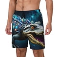 thumbnail image 1 of Balery Starry Sky Colorful Crocodile Bañador para hombre, shorts de playa de secado rápido con entrepierna y forro de compresión-Medium, 1 of 6
