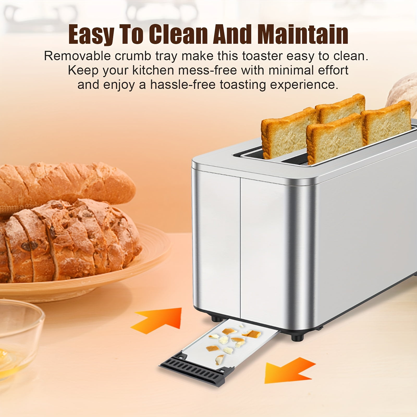 2-Slice Smart Toaster with Touchscreen, Long Slots, Stainless Steel