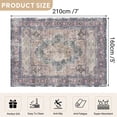 thumbnail image 2 of 5'x7' Traditional Area Rugs for Living Room, Non-Slip Indoor Thin Carpet for Bedroom, Foldable Persian Medallion Rugs,Purple, 2 of 5