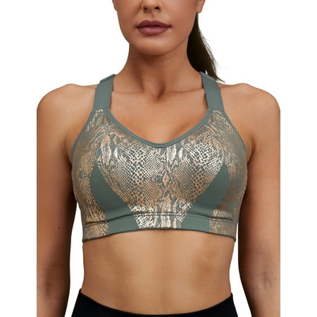 

Wingslove Women s High Impact Full Coverage Padded Push Up Sports Bra Cross Back Plus Size Adjustable Bra Moss Green 32D