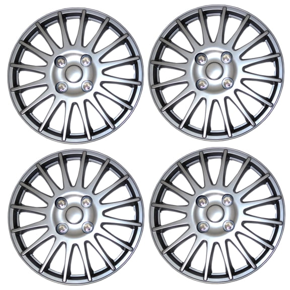 TuningPros WSC3-611S16 Set of 4 Metallic Silver Hubcaps 16" - Hub Caps Wheel Skin Cover 16 inches 4 Pcs Set