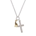 thumbnail image 2 of Delight Jewelry Goldtone Brown Giraffe Everlasting Love Engraved Cross Zoey Necklace, 28", 2 of 4