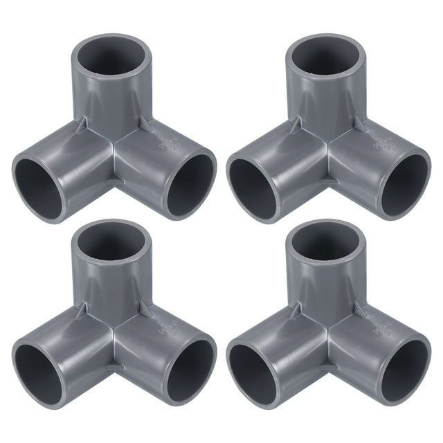 Unique Bargains Raccords de Tuyau Coudé 3 Voies 1 Pouces ID UPV, Lot de 4 Adaptateurs de Raccord de Tuyau, Gris