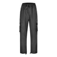 thumbnail image 5 of CIENVNSTG Men Casual Solid Multiple Pockets Outdoor Straight Type Fitness Pants Cargo Pants Trousers Mens Sweat Pants Black M, 5 of 6