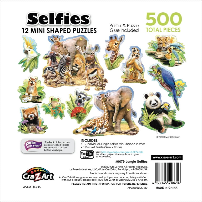 Cra-Z-Art Multi-Shaped 500-Piece Jungle Selfies Jigsaw Puzzle