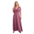 thumbnail image 3 of POSESHE Women Plus Size V Neck Short Sleeve Evening Dress, Elegant Party Maxi Dress, 3 of 5