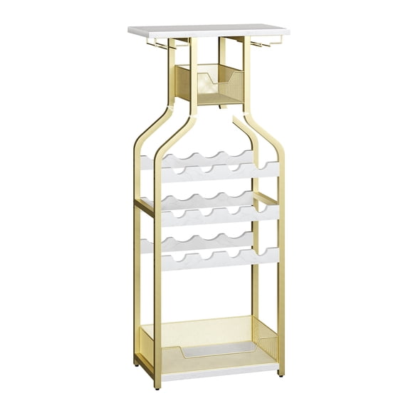 Wine Rack, Freestanding Floor Wine Storage Table Metal Wine Bottle Holders Stands for Bar, Kitchen, Dining Room and Living Room