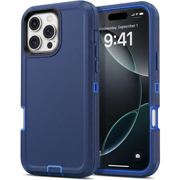 iPhone 16 Pro Case Cover 3 Layer Rugged / Heavy Duty / Shockproof 6.3" Navy