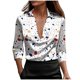 thumbnail image 1 of Camisas de Cuello de la Tripulación de Manga Corta para las Mujeres de Moda Impreso Profundo Cuello en V para la Primavera / Verano Desgaste Casual, 1 of 6