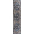 thumbnail image 2 of JONATHAN Y WASHABLE 2 x 8 Runner Rug, Alacati Ogee Medallion - Navy/Brown, WSH103C-28, 2 of 9