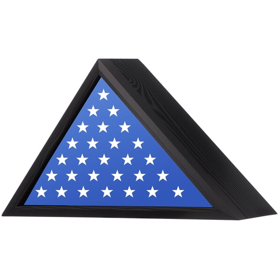 MIPCASE Triangle Flag Display Case for American Flag Wooden Container with Glass Window for Veterans Burial or Commemoration (Black)