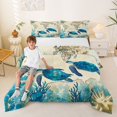 thumbnail image 2 of spefrowx Antique World Map Turtle Full Size Comforter Sets for Kids, Aqua Ocean Coral Starfish Bedding Comforter Set, Polka Dot Reversible, 3-Piece, 1 Comforter and 2 Pillowcases, 2 of 6