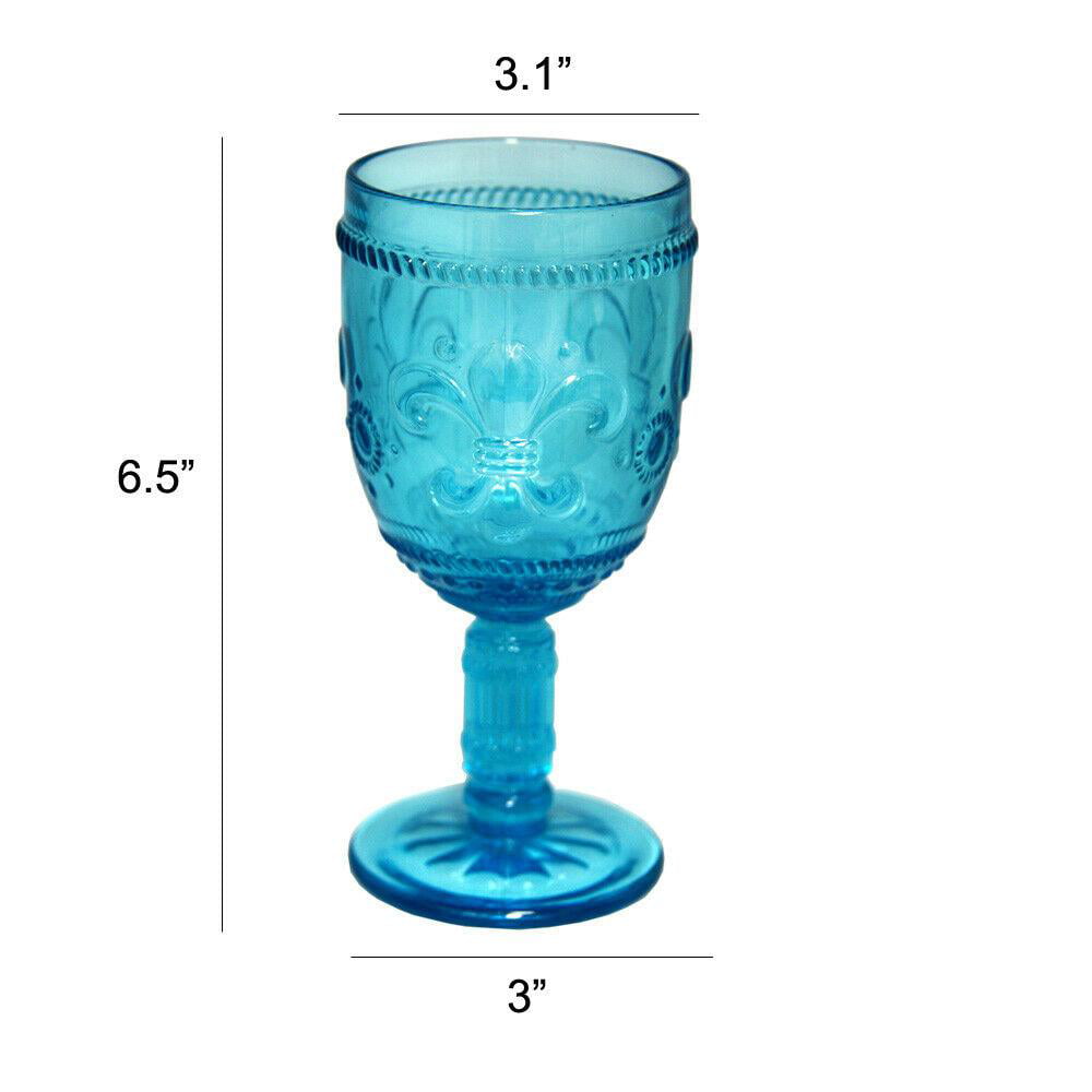 set of 4 Details about   Fleur-De-Lys Drinkware glass Stemmed Wine Glass Blue cap 10 oz 