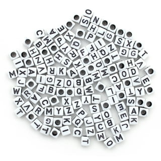 Alphabet Beads 7mm 150/Pkg Black Round with White Letters