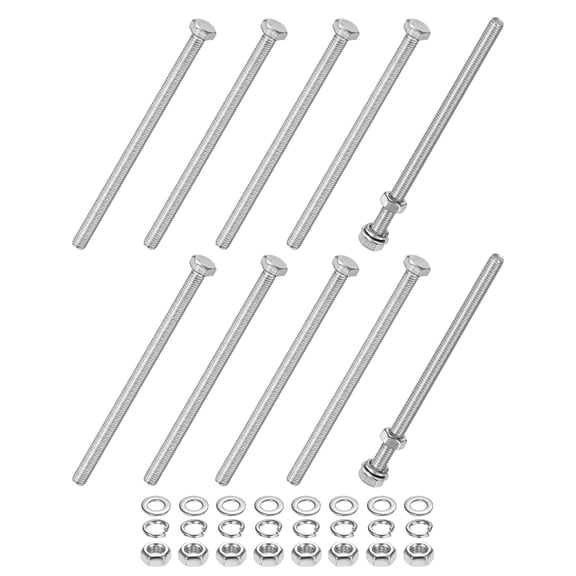 Uxcell 10-Pack Hex Head Screw Bolt with Nuts Flat & Lock Washers M5x90mm