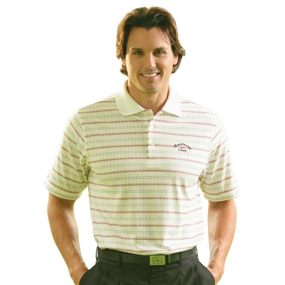 Monterey Club Men's Cotton Blend Stripe Texture Golf Polo Shirt #1127