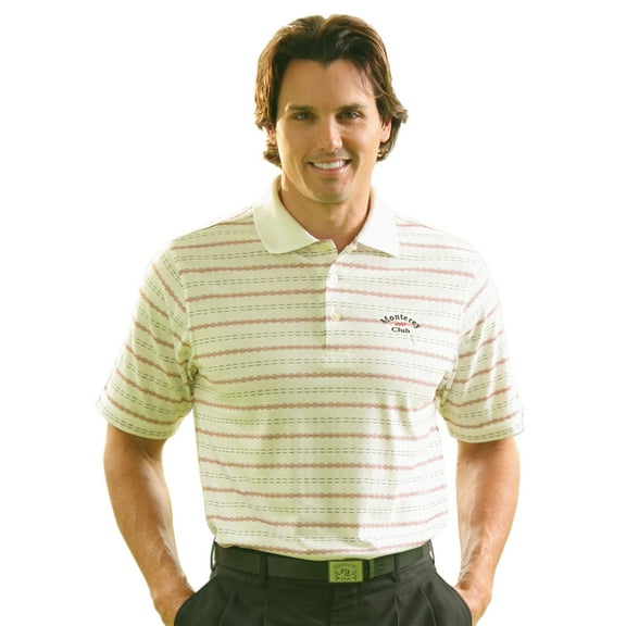 Monterey Club Men's Cotton Blend Stripe Texture Golf Polo Shirt #1127