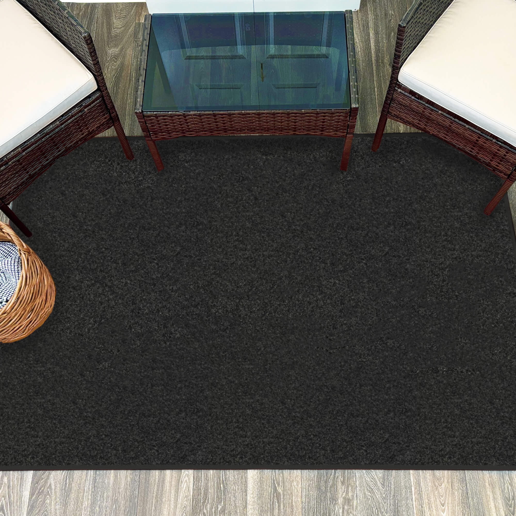 Koeckritz Rugs Economical 7'x12' Black Area Rug, Soft & Durable for Indoors/Outdoors