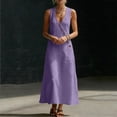 thumbnail image 5 of Lenago Pretty Garden Dresses Women's Summer Casual Dress Gradual Sleeveless Neck V-Neck Long Dress Purple Xl, 5 of 8