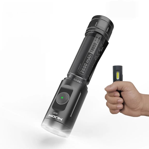 MIJOMI Rechargeable COB Torch LED 1300 Lumen Work Light with Magnet and Clip, Waterproof, 240 Hours Lighting Duration, 6 Light Modes, Suitable for Household, Car Repair, Construction