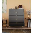 thumbnail image 2 of Woodpeckers Furniture and Mattress 5-Drawer Chest in MDF Wood with Gold Metal Legs and Handles in Black Color, 2 of 2
