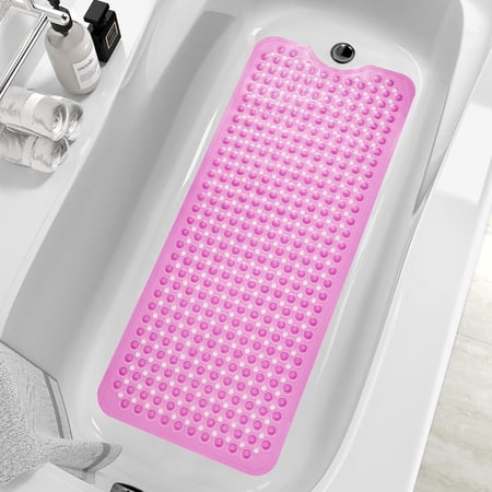 ZHICHENG Bath Tub and Shower Mats Non-Slip 39 x 16 Inch Extra Long Mat Machine Washable Bathtub Mat with Drain Holes Suction Cups for Bathroom (Color Red) ZHICHENG Bath Tub and Shower Mats Non-Slip 39 x 16 Inch Extra Long Mat Machine Washable Bathtub Mat with Drain Holes Suction Cups for Bathroom (Color Red)