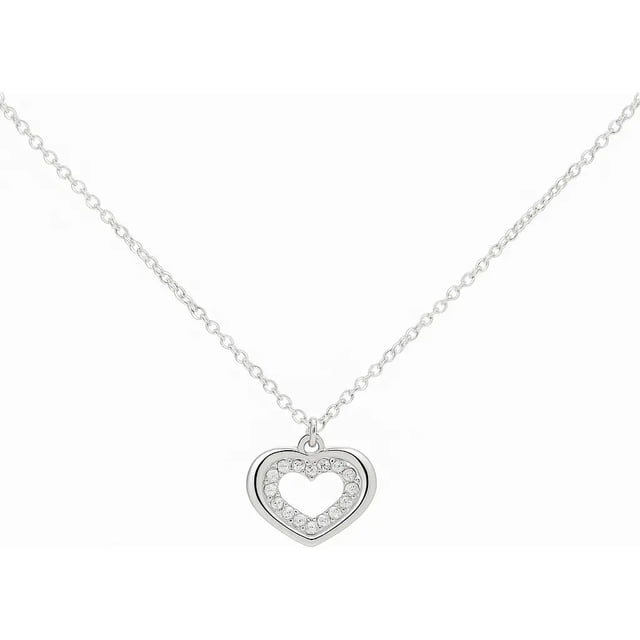 Collar De Silueta De Corazon Con Zirconias De Plata 925