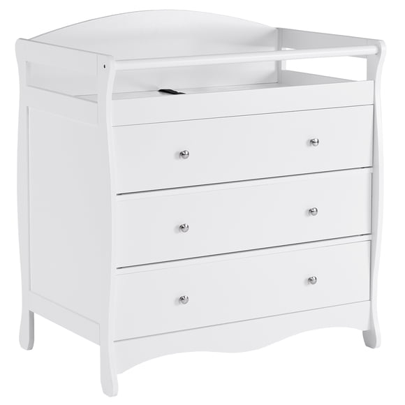 Ktaxon 3-Drawer Changing Table, Wood Infant Diaper Changing Station, Baby Dresser for Nursery, (White)