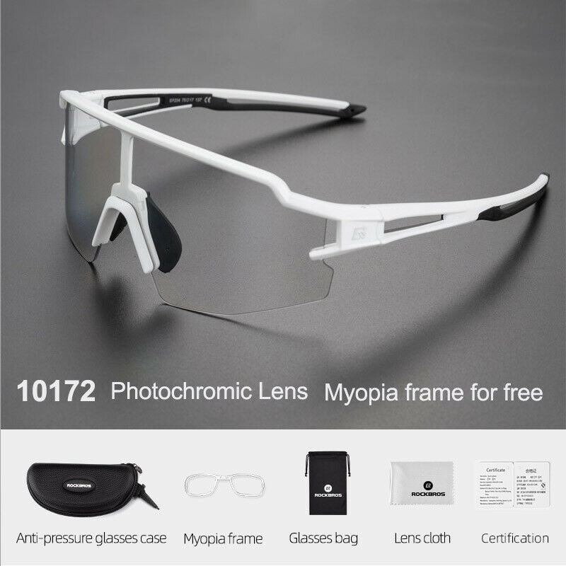 RockBros Cycling Photochromic Clear Glasses Goggles Sunglasses Myopia Frame 